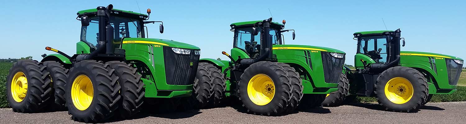 John Deere Tractors in a Row