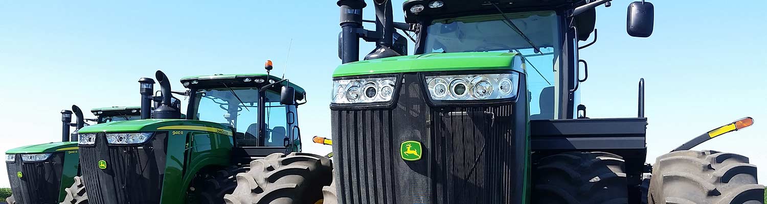 Close-up of John Deere Tractors in a Row